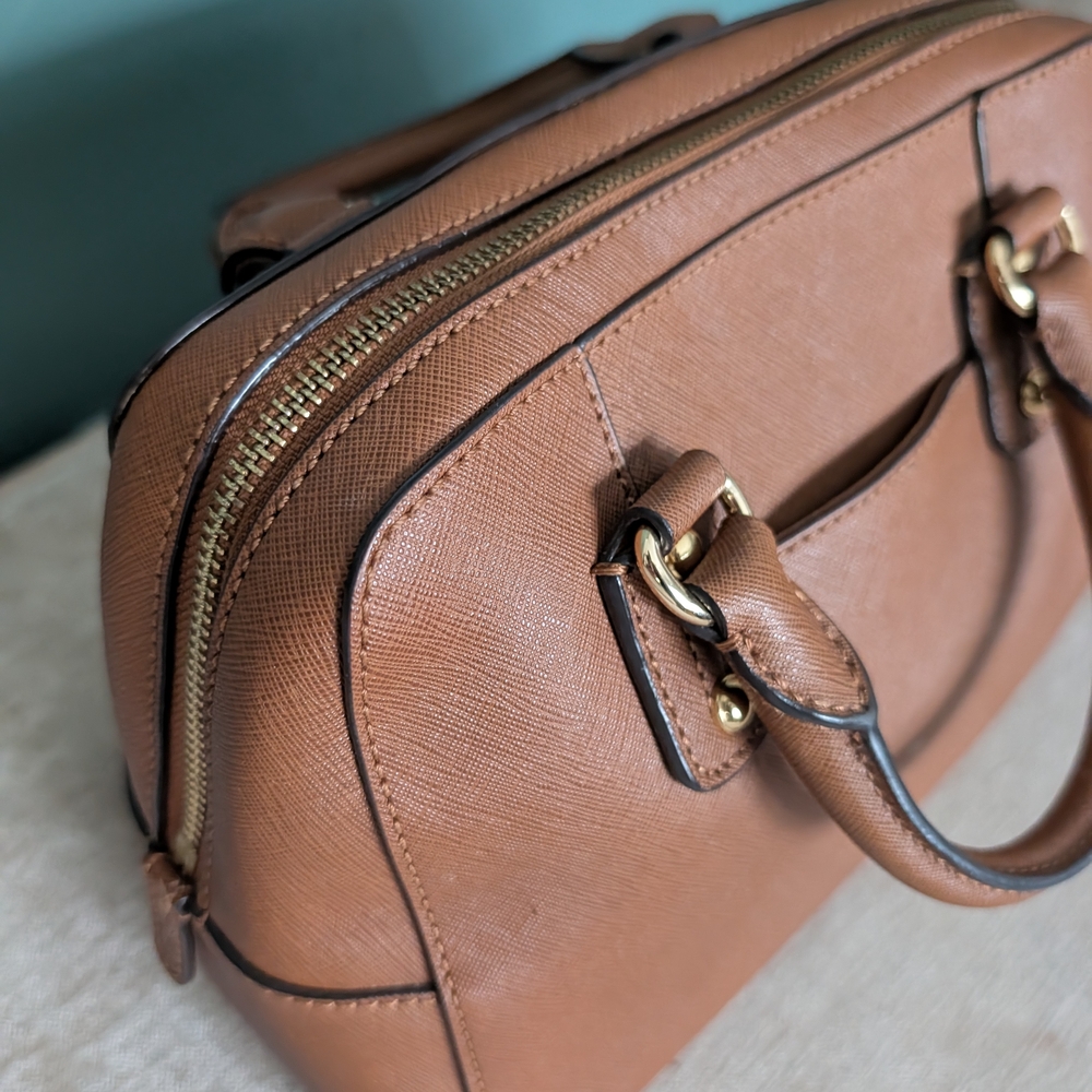 MICHAEL Michael Kors LAILA  Brown Leather Satchel - Picture 11 of 16